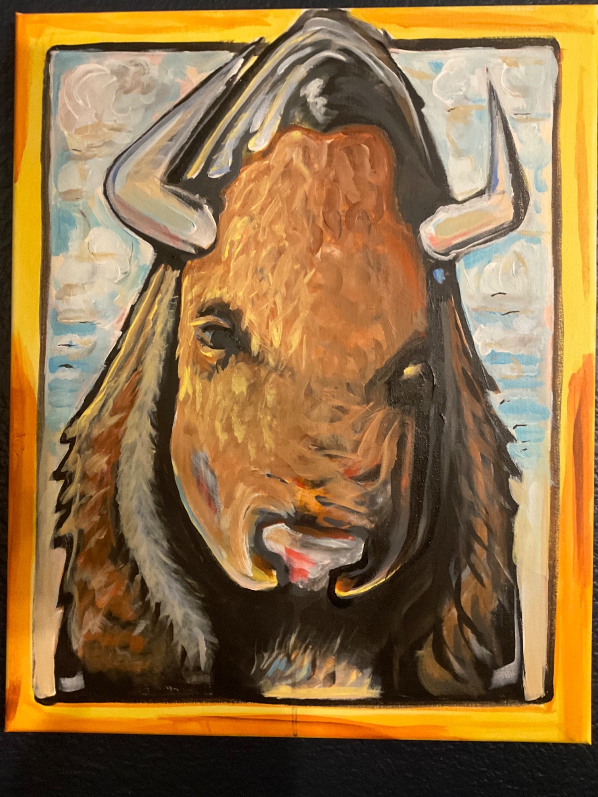 Original American bison painting acrylic buffalo art 16x24 western wildlife North Dakota Cody Carlson