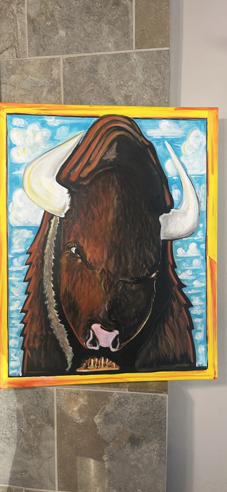 Large original American bison painting 24x36 acrylic buffalo art western wildlife North Dakota Cody Carlson